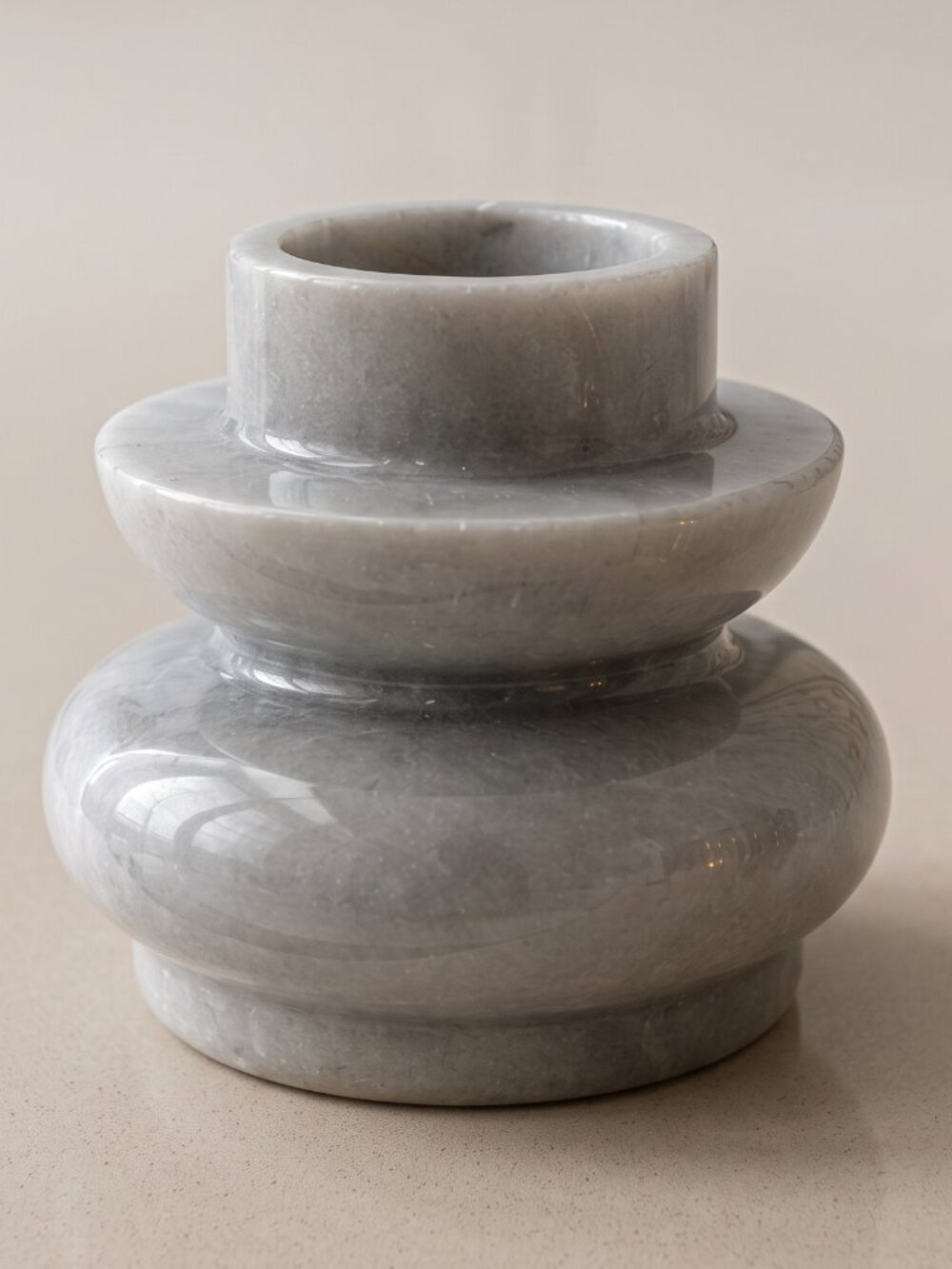 Vintage Goodwood Marble Candle Holder / Bud Vase Gray Stone Art Deco Style 4"